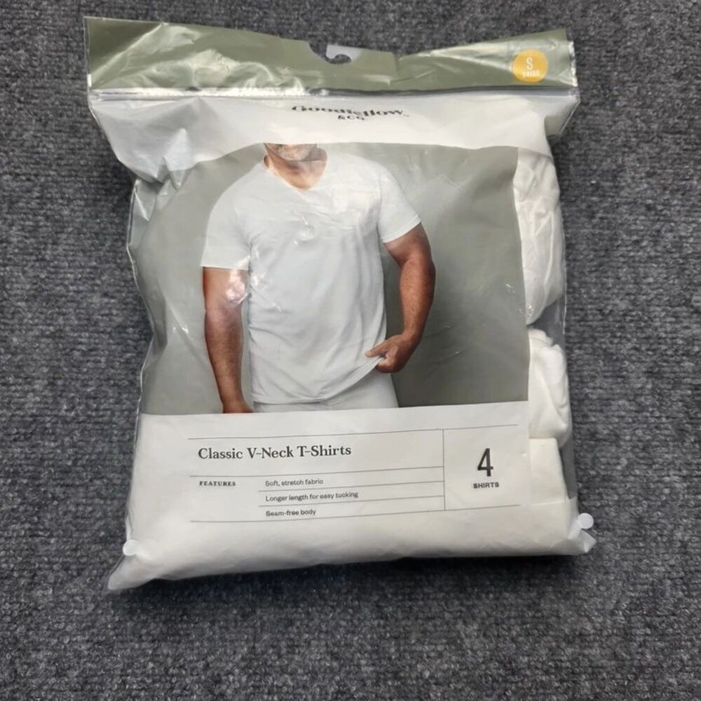 4-Pack Classic V-Neck T-Shirts White Size Small